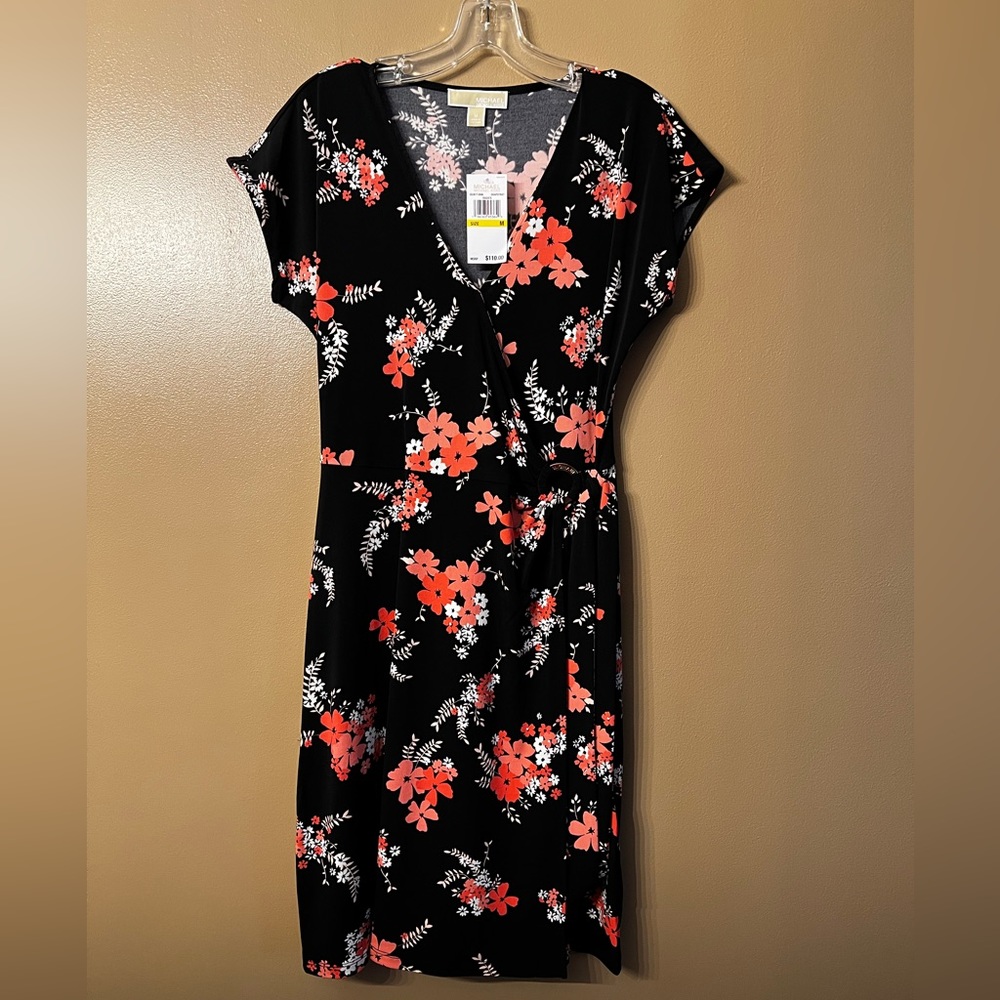 Michael Kors Front Wrap Floral Print Dress